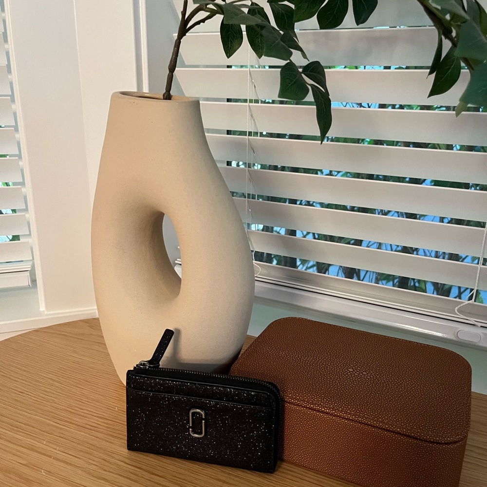 Marc Jacobs Black Glitter Card Holder with Zipper